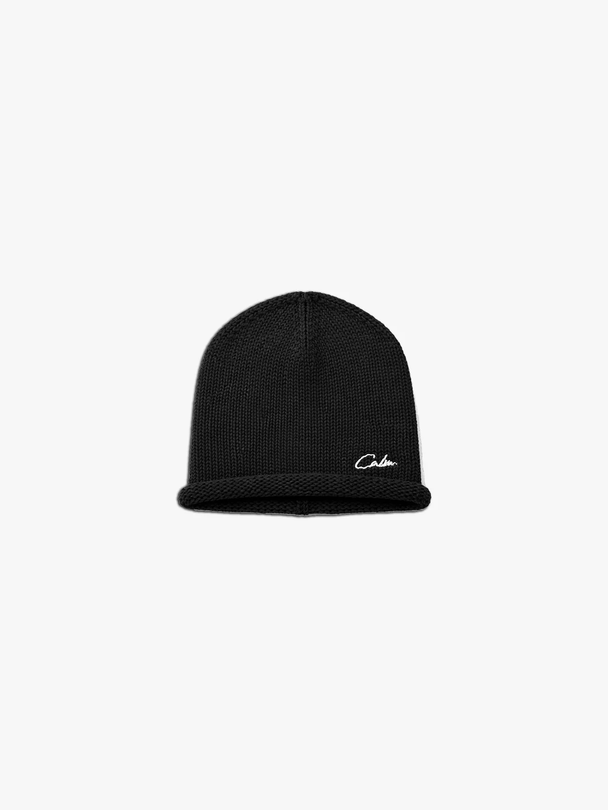 BLACK ROLLED HEM BEANIE