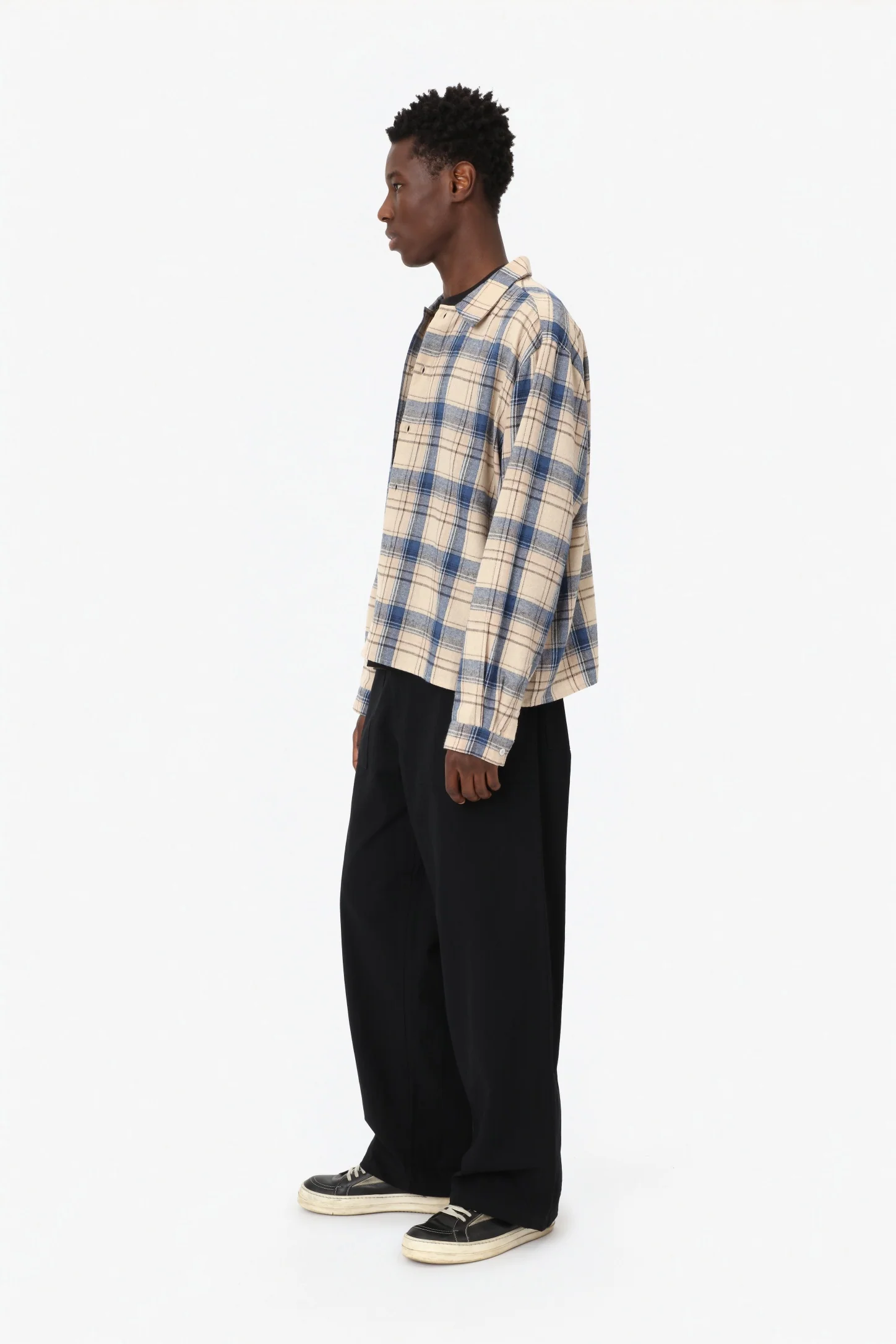 FLANNEL SHIRT BEIGE & BLUE - Image 4