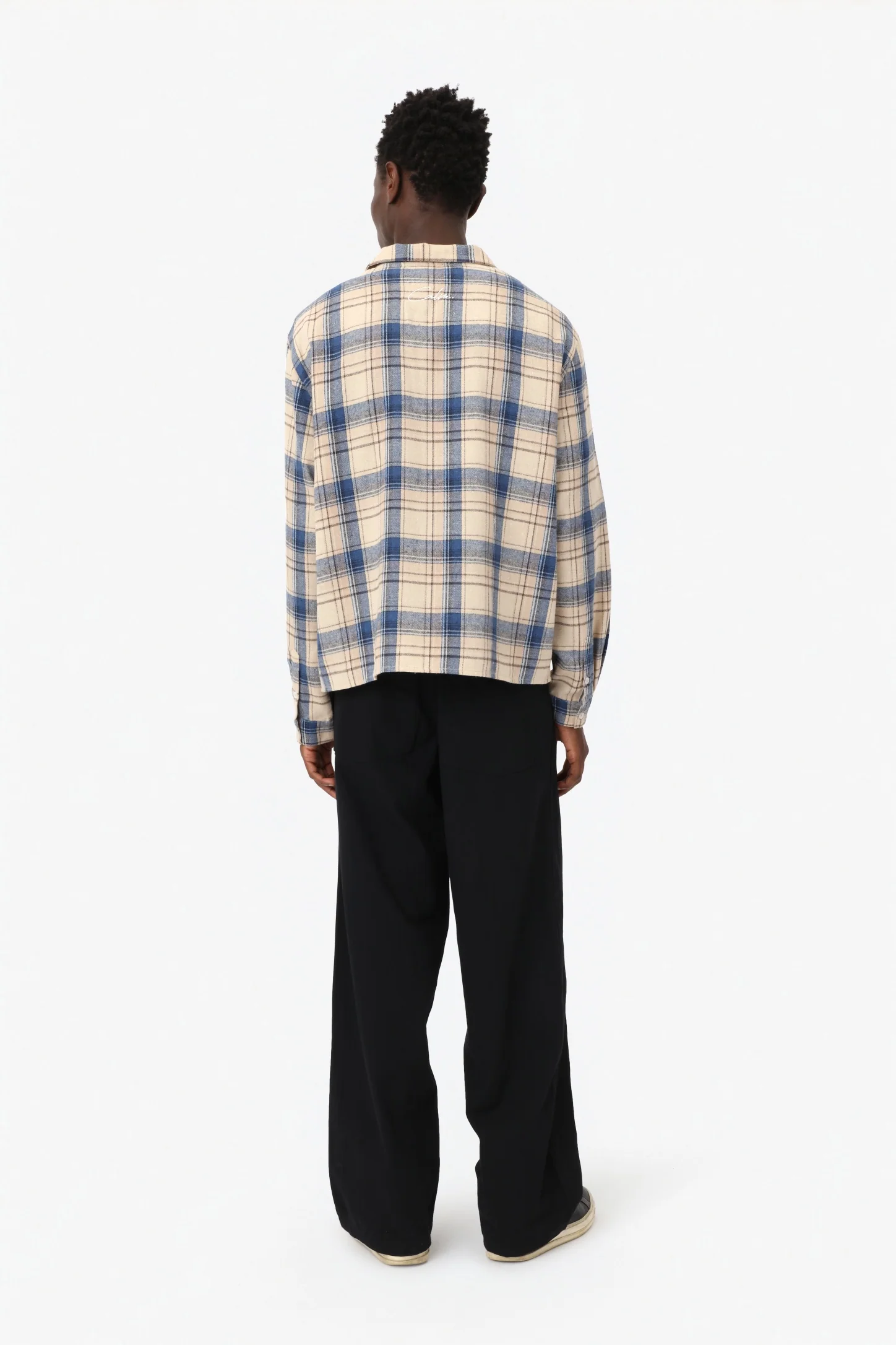 FLANNEL SHIRT BEIGE & BLUE - Image 5
